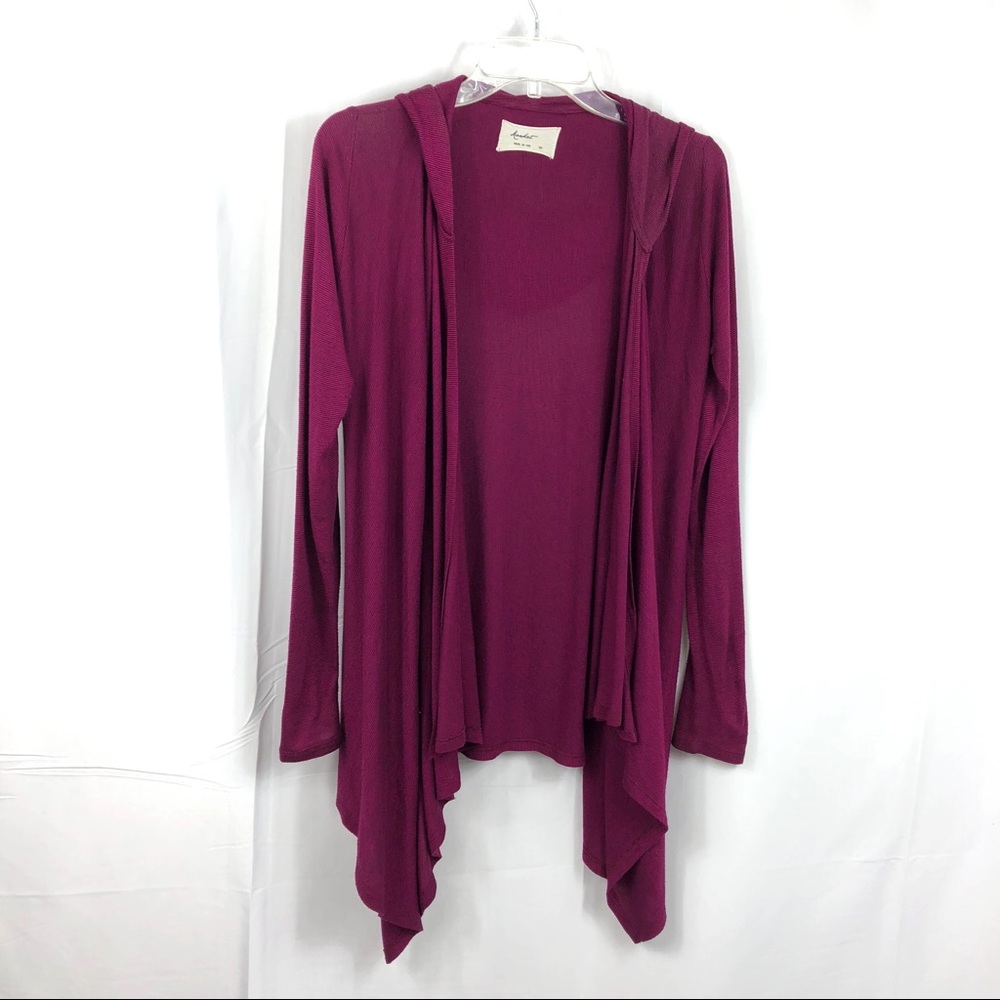 Market Raspberry Thinly Striped Hooded Cardigan XS